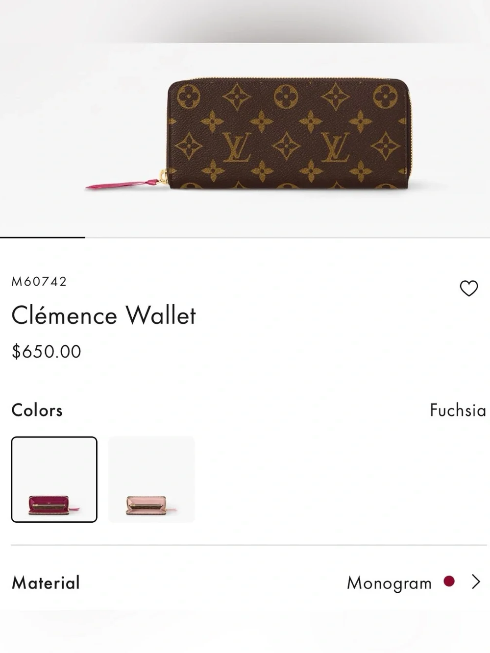 Louis Vuitton Clemence Fuchsia Monogram